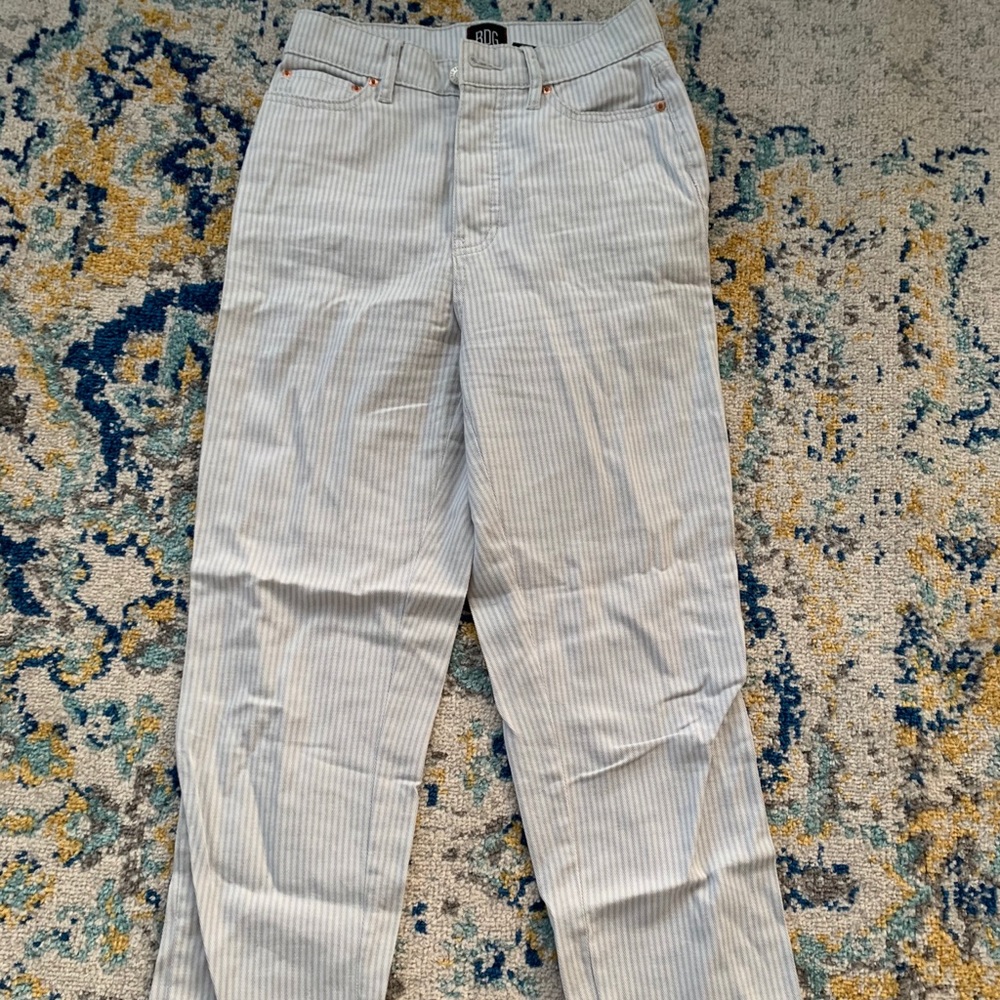 BDG High-Waisted slim straight jean striped denim